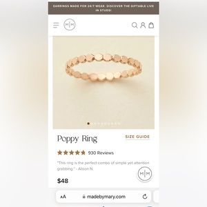 Made By Mary Poppy Gold-Filled Ring Size 5